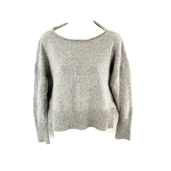 JOHN + JENN Boxy Ballon Sleeve Heather Beige Cream Cropped Sweater M - Picture 4 of 4